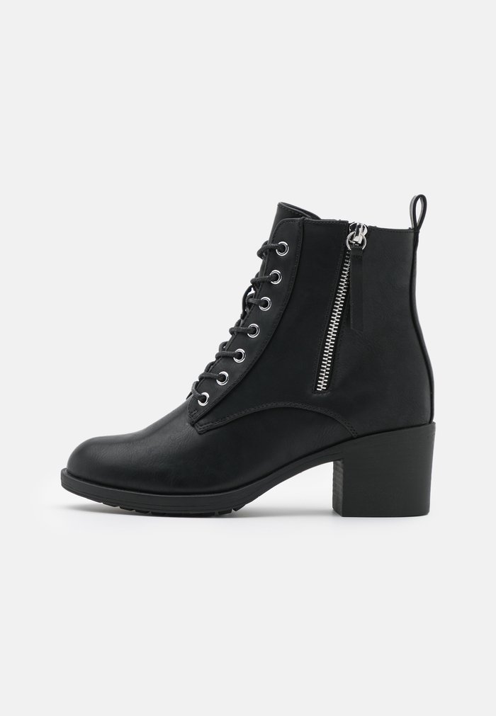 Bottines Anna Field Dentelle up Block heel Zip UP Noir Femme | ULP-6323266